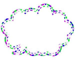 ステンドグラス風吹き出し　三角形模様　丸みのある雲形