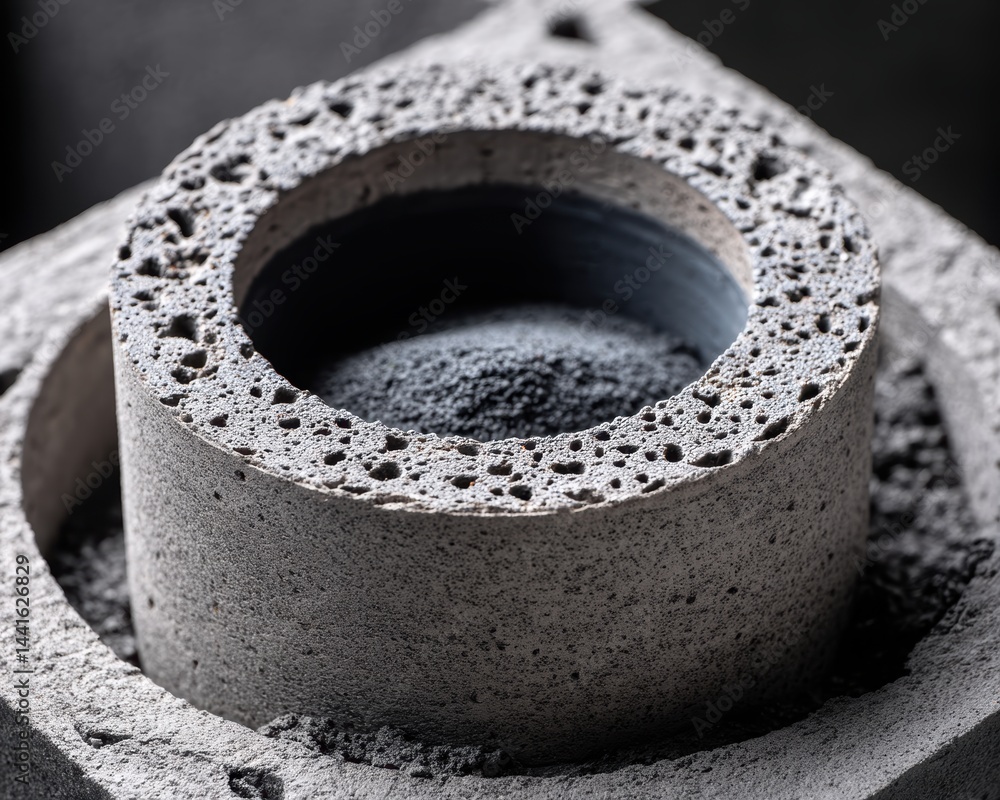 Poster close-up view of a concrete core being extracted, showing the texture - industry development core si
