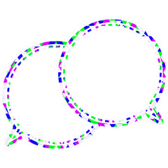 ステンドグラス風吹き出し　三角形模様　重なる会話