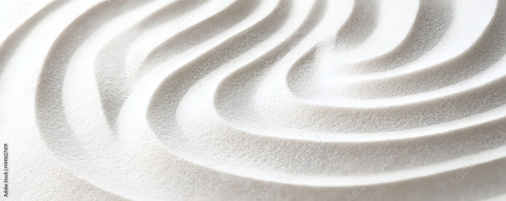 Poster abstract design of concentric wave patterns in white sand.
