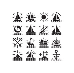 Sailing symbols silhouette vector illustration
