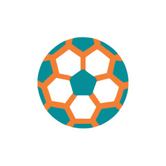Obraz premium Soccer ball icon in flat color style with green and orange tones