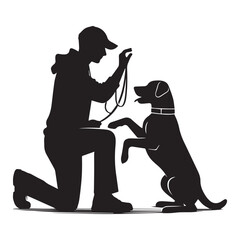 Dog Sitter Silhouette Vector Illustration White Background
