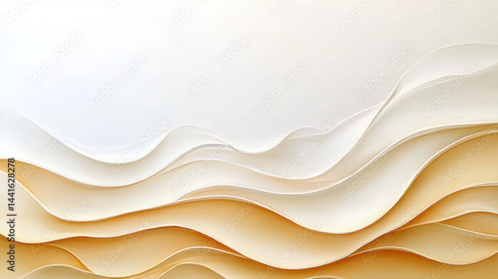 Aufkleber abstract cream and gold wavy background abstract background cream gold wavy texture smooth soft flow
