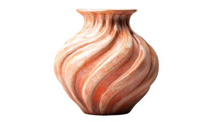 Swirling vase, orange hue, empty, cut out transparent