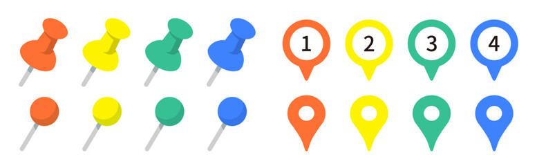 色々な形のマップピンのアイコン素材セット