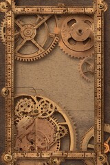 Vintage Steampunk Clockwork Gears Machinery Background