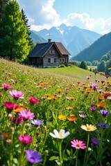 Wildblumen in der Sommerhitze um den Schneibsteinhaus, blumenfeld, berg