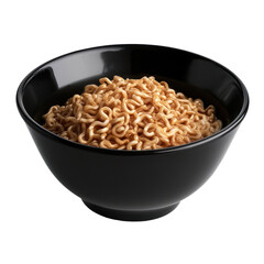 Ramen in a black bowl isolated on white or transparent background