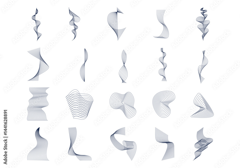 Poster abstract wave element design set