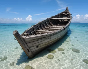 Fototapete Rund old boat on the beach © habib