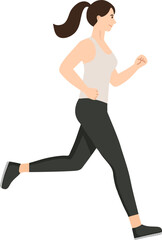 Running woman flat vector illustration