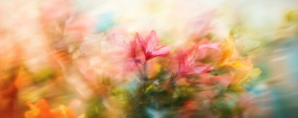 A vibrant, dreamy floral abstraction in soft hues.