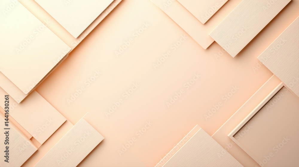 Poster geometric peach backdrop with layered squares peach color soft calm square shapes geometric layered
