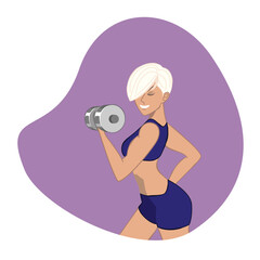  Female Weightlifter with Dumbbell Vector Illustration