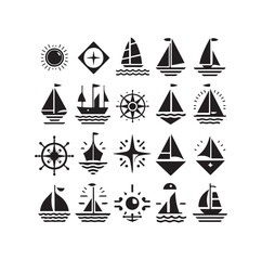 Sailing symbols silhouette vector illustration
