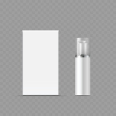 White Packaging Box and Pump Bottle Mockup - Vector