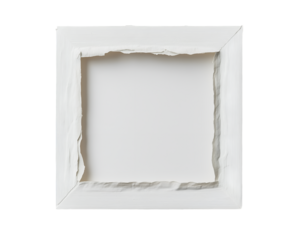 Cracked Frame: An empty picture frame, constructed of a weathered material, its inner area exposed, creating a striking visual narrative of fragility and history. 