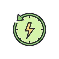 Electric cycle colored icons, minimalist vector illustration ,simple transparent graphic element .Isolated on white background