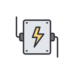 Electric panel colored icons, minimalist vector illustration ,simple transparent graphic element .Isolated on white background