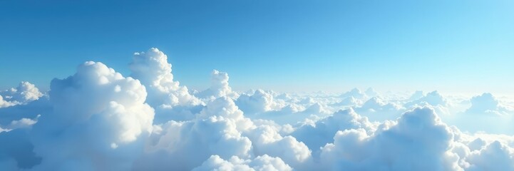 High-level stratus clouds stretch across the clear blue sky, blue, gray, serene