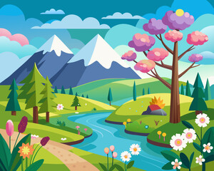 Naklejka premium spring illustration 
