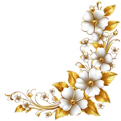 Elegant gold and white floral corner design