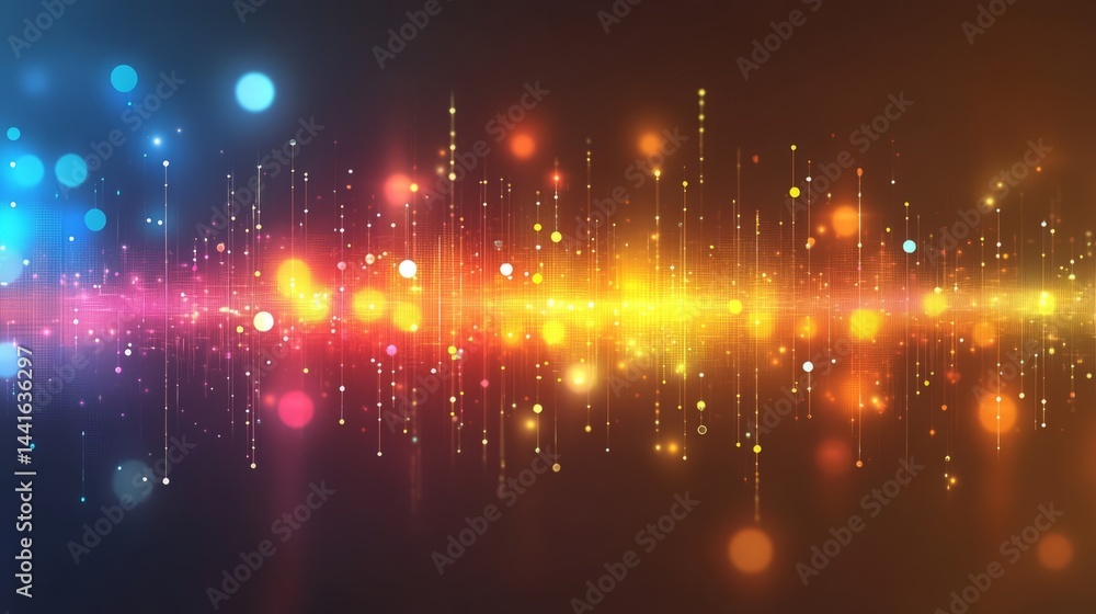 Poster sparkling lights: an artistic interpretation of vibrant light effects, showcasing a dynamic spectrum