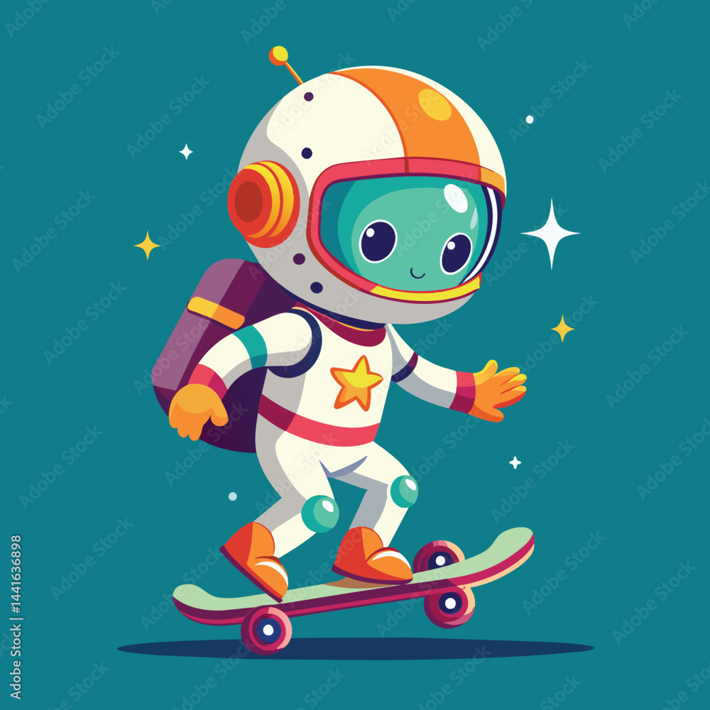 Poster a charming rabbit in an astronaut suit stands happily against a starry background, exploring space w