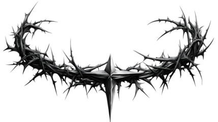 Sharp thorny star shape on black, cut out transparent