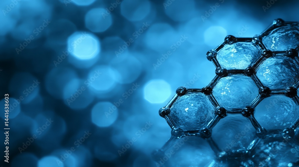 Poster microscopic molecular structure: abstract close-up of a complex molecular structure, rendered in sha