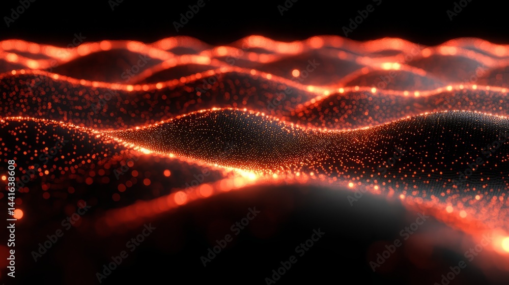 Aufkleber abstract neon wave: a mesmerizing display of illuminated lines flowing across a dark expanse, formin