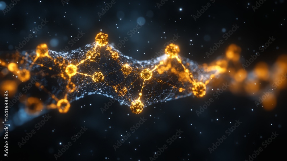 Poster dna strand structure: a captivating abstract view of a dna strand, with a luminescent molecular stru