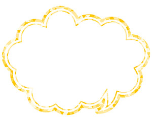 ステンドグラス風吹き出し　三角形模様　丸みのある雲形