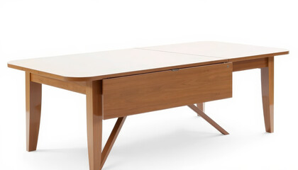 Mid Century Modern Expandable Wooden Coffee Table with White Top