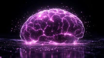 Illuminated Brain: An artistic rendering of the human brain, glowing with radiant light, symbolizes intelligence, consciousness, and the power of thought.