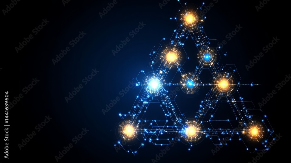 Aufkleber illuminated digital tree: a captivating abstract representation of a digital christmas tree, intrica
