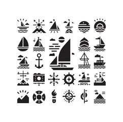 Sailing symbols silhouette vector illustration
