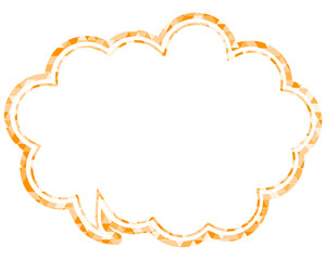 ステンドグラス風吹き出し　三角形模様　丸みのある雲形