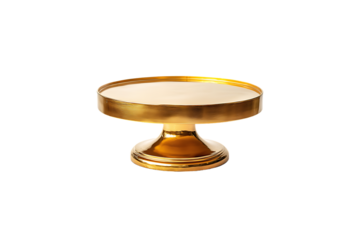 Gold cake stand on transparent background"