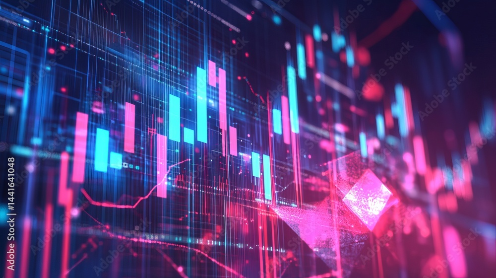 Aufkleber abstract futuristic technology background with pink and blue data visualizations neon cyber chart
