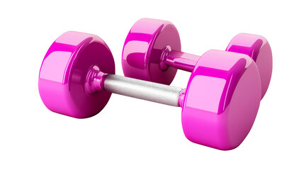 Pink dumbbell for fitness exercises, cut out transparent