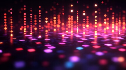Fototapeta premium Digital Data Visualization: An abstract, mesmerizing display of data points, illuminated in vibrant colors, hints at the interconnectedness of information in the digital realm.