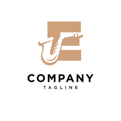 Letter E Saxophone Logo Icon Vector