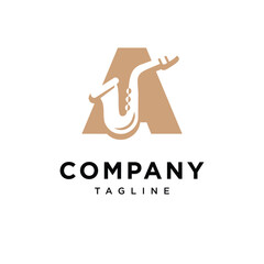 Letter A Saxophone Logo Icon Vector