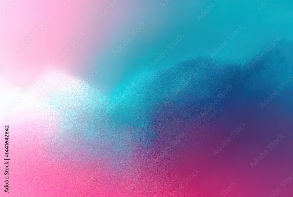 Poster soft gradient blend of pastel pink, turquoise, and deep blue creating a calm and dreamy atmosphere w