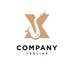 Letter X Saxophone Logo Icon Vector