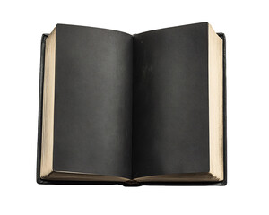 Antique Open Book with Dark Textured Pages, PNG