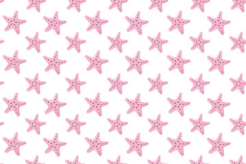 Starfish hand drawn vector seamless pattern. Vector seamless pattern with adorable sea stars for textile, wallpaper, print.	