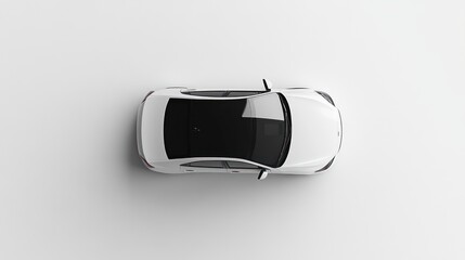 Top-down view of a white sedan urban setting photography minimalist environment aerial perspective automobile concept